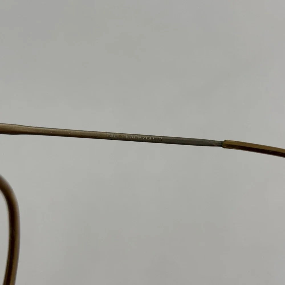 Vintage‎ 1970s Eyeglasses Large Metal Frames Gold Glitter Accents Womens